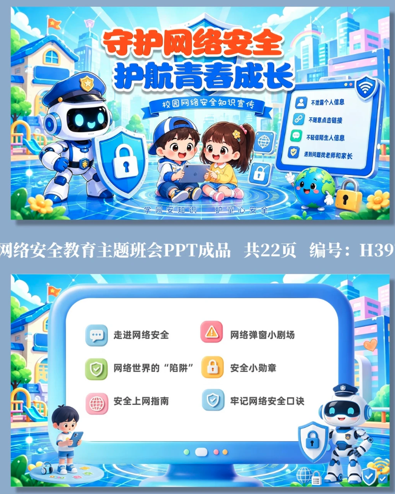 中小学网络安全教育主题班会PPT