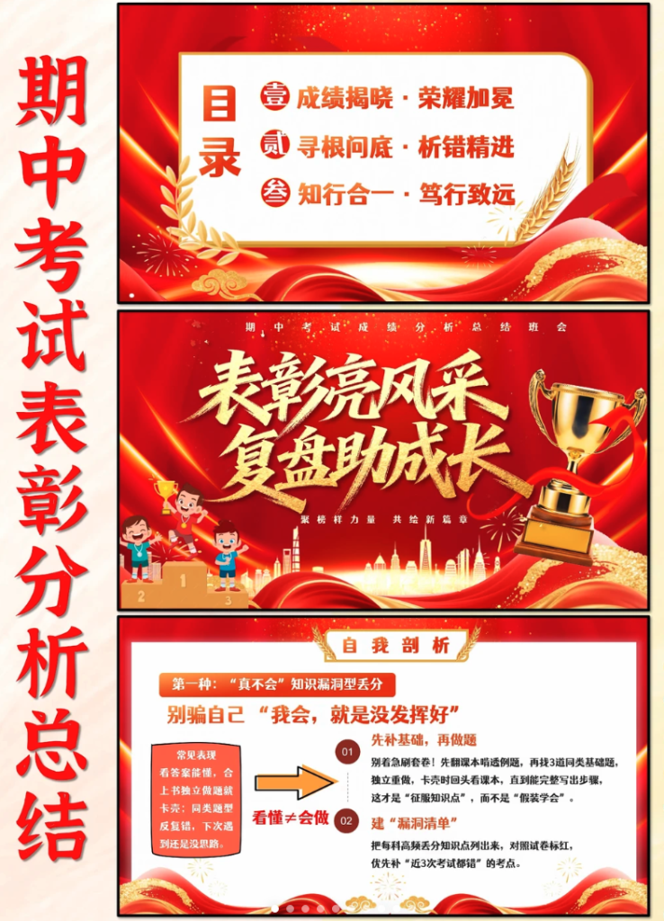 期中考试表彰分析总结PPT